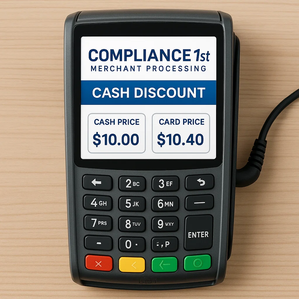 Compliance first Merchant Processing with cash discounts.